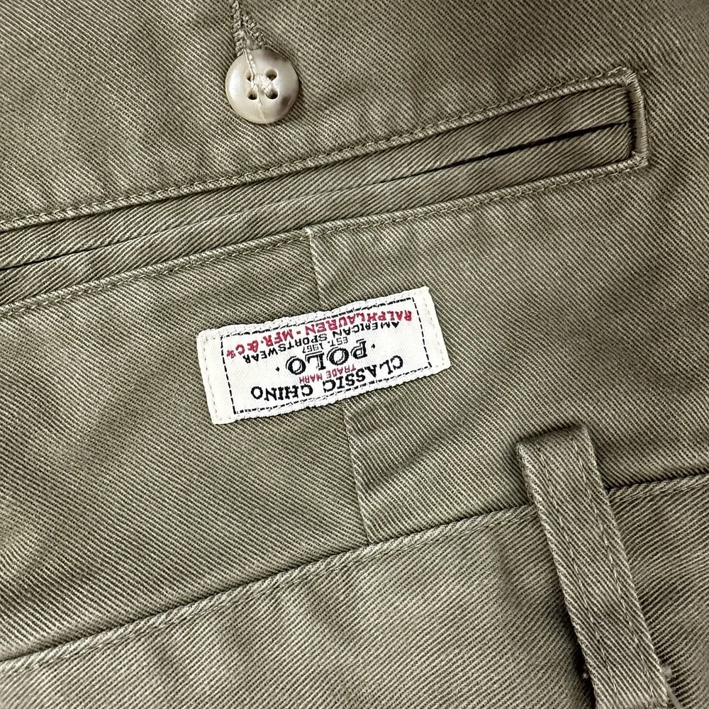 Vintage Polo Ralph Lauren Hammond Pants Mens 34x32 Green Preppy Pleated